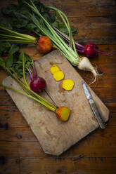 Assorted beets on cutting board - LVF08404