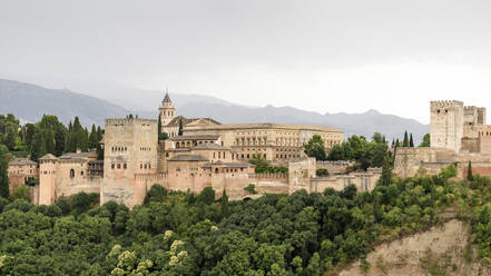 Blick auf den Alhambra-Palast bei klarem Himmel - CAVF66819