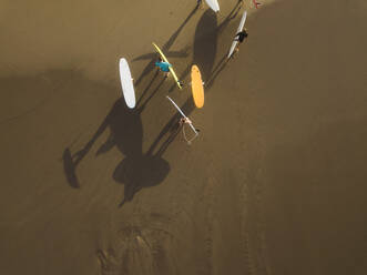 Aerial view of surfers at the beach - CAVF66865