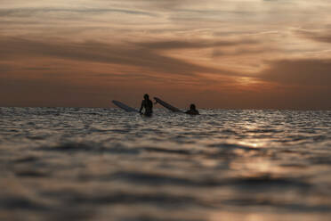 Surfer im Meer bei Sonnenuntergang - CAVF67615