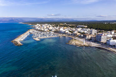Spain, Mallorca, Aerial view of Can Picafort resort in summer - AMF07406