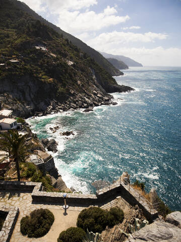 Manarola am Mittelmeer, Ligurien, Cinque Terre, Italien, lizenzfreies Stockfoto