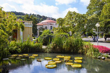 Slowakei, Piestany, Heilbad Piestany,Seerosen am Teich im Heilbad Piestany - WWF05338