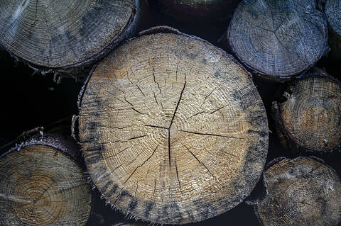 Nahaufnahme eines Holzstapels, lizenzfreies Stockfoto