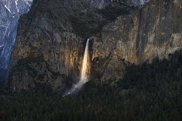 High angle view of Bridalveil Fall at Yosemite National Park from Wawona Tunnel - CAVF68234