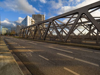 Bicycle lane on a bridge, HafenCity, Hamburg, Germany - LAF02398