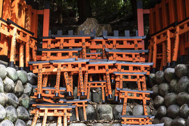 Japan, Präfektur Kyoto, Stadt Kyoto, Opfergaben im Fushimi-Inari-Taisha-Tempel - ABZF02777