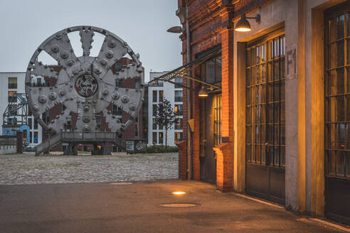Germany, Hamburg, Barmbek, Hamburg Museum of Work exterior with tunnel boring machine, TRUDE - KEBF01406