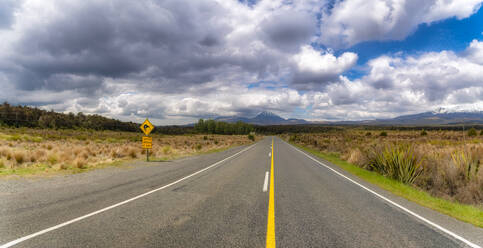 Leere Straße im Tongariro-Nationalpark, Südinsel, Neuseeland - SMAF01699