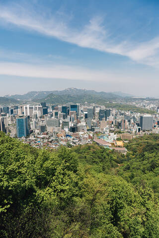 Stadtansicht vom Namsan Park, Seoul, Südkorea, lizenzfreies Stockfoto