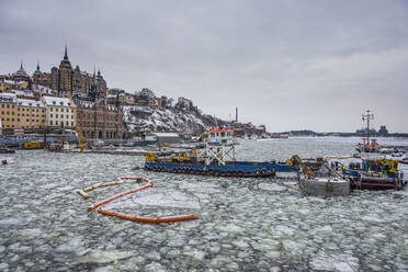 Frozen waterway in the old town of Stockholm, Sweden - RUNF03375