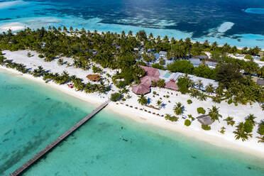 Maldives, South Male Atoll, Kaafu Atoll, Aerial view of resort on Fun Island Lagoon - AMF07459