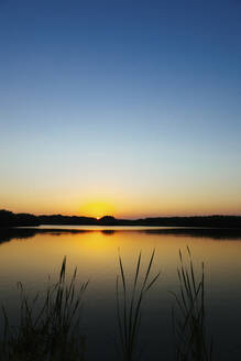 USA, Florida, Klarer Himmel über dem See im Everglades National Park bei Sonnenuntergang - GIOF07628
