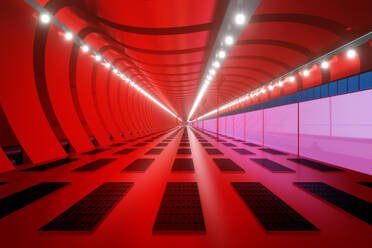 3D gerenderte Illustration, Visualisierung eines Science-Fiction-Raumschiffs, Gangway - SPCF00488