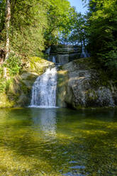 Deutschland, Schwaben, Allgäu, Oberallgäu, bei Oberstaufen, Eibele-Wasserfall - LBF02787