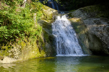 Deutschland, Schwaben, Allgäu, Oberallgäu, bei Oberstaufen, Eibele-Wasserfall - LBF02788