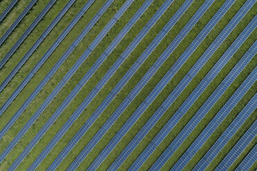 Germany, Bavaria, Aerial view of solar farm - RUEF02370