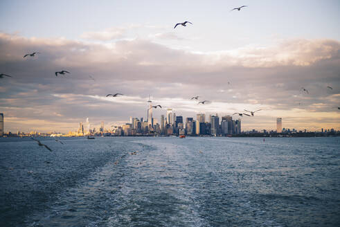 Skyline von New York City von der Staten Island Ferry aus gesehen, USA - OCMF00901