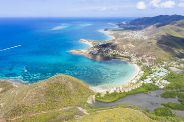 Luftaufnahme von Carlisle Bay Beach und Karibischem Meer, Antigua, Antigua und Barbuda, Leeward-Inseln, Westindien, Karibik, Mittelamerika - RHPLF12824