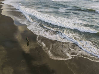 Indonesia, Bali, Aerial view of horseback rider on Kedungu Beach - KNTF03695