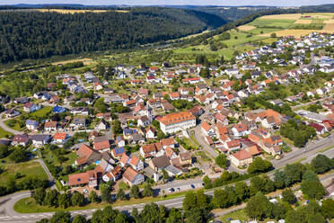 Germany, Bavaria, Binau, Aerial view of countryside town - AMF07520