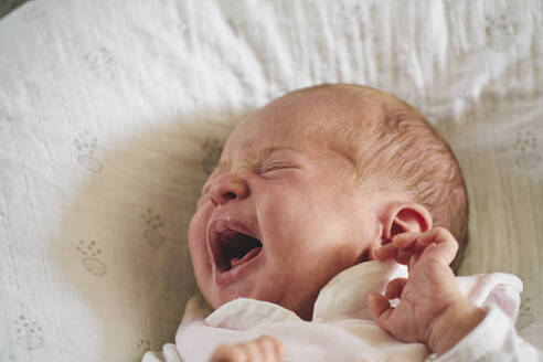 Baby weint auf U-förmigem Kissen - CUF53235
