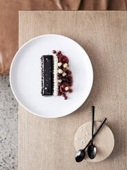 Glazed chocolate slice with soured cream cherries - ISF22857