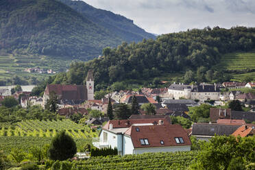 Österreich, Niederösterreich, Wachau, Spitz an der Donau, Blick auf Stadt und Landschaft - WIF04091