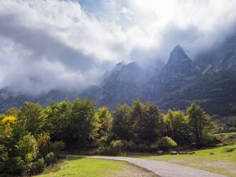 Neblige Berge bei Recoaro Terme, Venetien, Italien - LAF02426