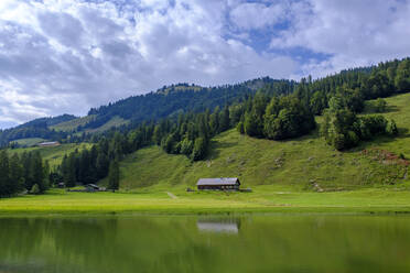 Germany, Swabia, Vorarlberg, Bregenz Forest, Allgau, Oberallgau, Lecknertal, Landscape with Leckner See - LBF02796