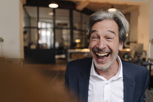 Portait of laughing senior businessman in office - GUSF02815