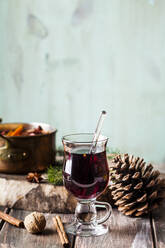 Close up of mulled wine in a glass - SBDF04137