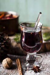 Close up of mulled wine in a glass - SBDF04138