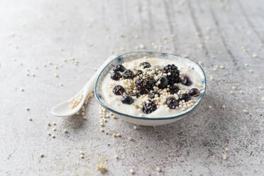 Schale mit Joghurt mit Aronia, Brombeeren, Quinoa und Kamille - MYF02204