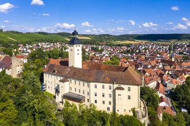 Germany, Baden-Wuerttemberg, Odenwald, Gundelsheim, Aerial view of Horneck Castle - AMF07555