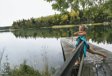 Woman on jetty - JOHF04739