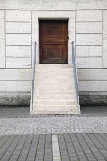 Exterior stair to wooden door, Berlin, Germany - JMF00457