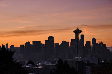 Downtown Seattle during sunrise, Photo 1 of a Panorama - CAVF69958