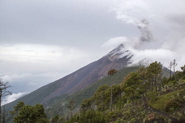 Scenic view of volcano at Acatenango against cloudy sky - CAVF70060