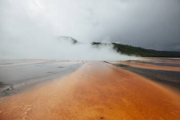 Grand prismatic spring against cloudy sky - CAVF70314