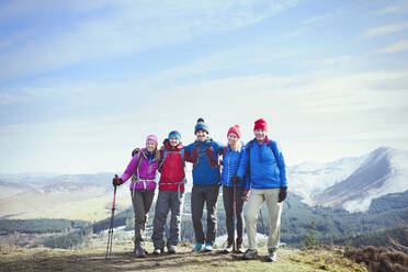 Family hiking on mountaintop - HOXF04772