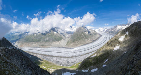 Blick auf die Eiszunge des Aletschgletschers vom Aussichtspunkt Eggishorn, Berner Alpen, Kanton Wallis, Schweiz, Europa - RHPLF13076