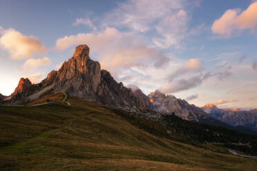 Passo Giau at sunset, Belluno, Dolomites, Italy, Europe - RHPLF13100