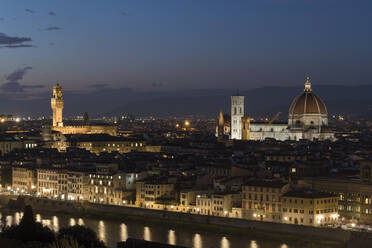 A view of Florence at dusk, Florence, Tuscany, Italy, Europe - RHPLF13223