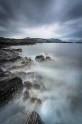 Storm clouds over Storseisundet Bridge along the Atlantic Road, More og Romsdal county, Norway, Scandinavia, Europe - RHPLF13294