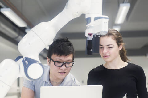 Sudents studying robotic at an university institute stock photo