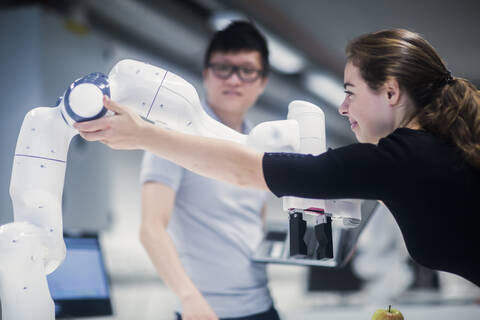 Sudents studying robotic at an university institute stock photo