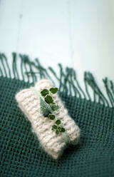 Crocheted mohair gauntlets with Christmas decoration - GISF00489