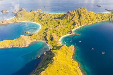 Scenic aerial view of Padar islands during day, Indonesia. - AAEF06199