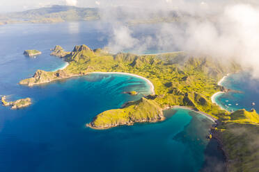 Scenic aerial view of Padar islands during day, Indonesia. - AAEF06201